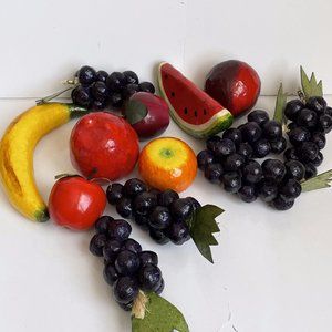 Papier Mache Handmade Colorful Glazed Fruits Props Decor Lot of 13 Mexico